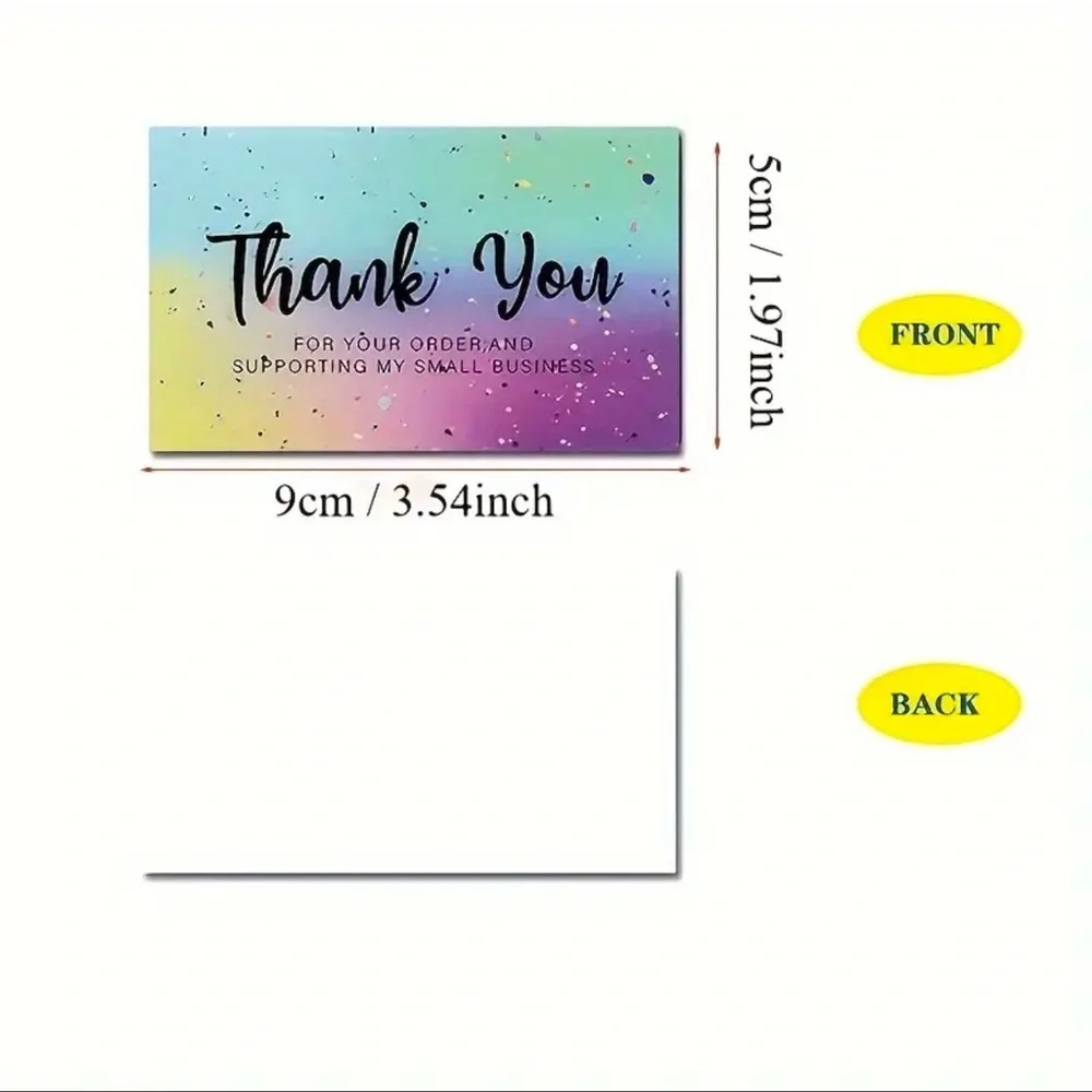 50 piece Rainbow Thank You Business Cards NEW